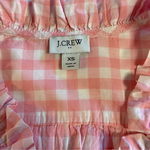 J. Crew Factory Women's Pink Gingham Sleeveless Ruffle Blouse Size XS - Picture 6 of 8
